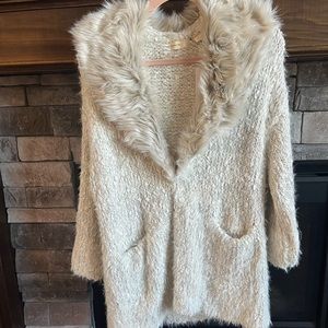 NWT Anthropologie Sleeping On Snow Venla faux fur cardigan